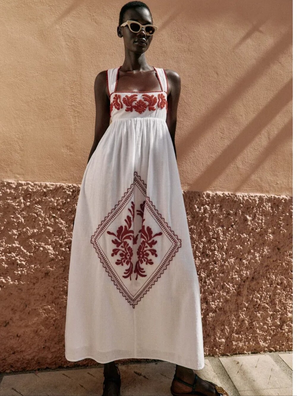 ZARA EMBROIDERED TEXTURED MIDI DRESS - Picture 7 of 7